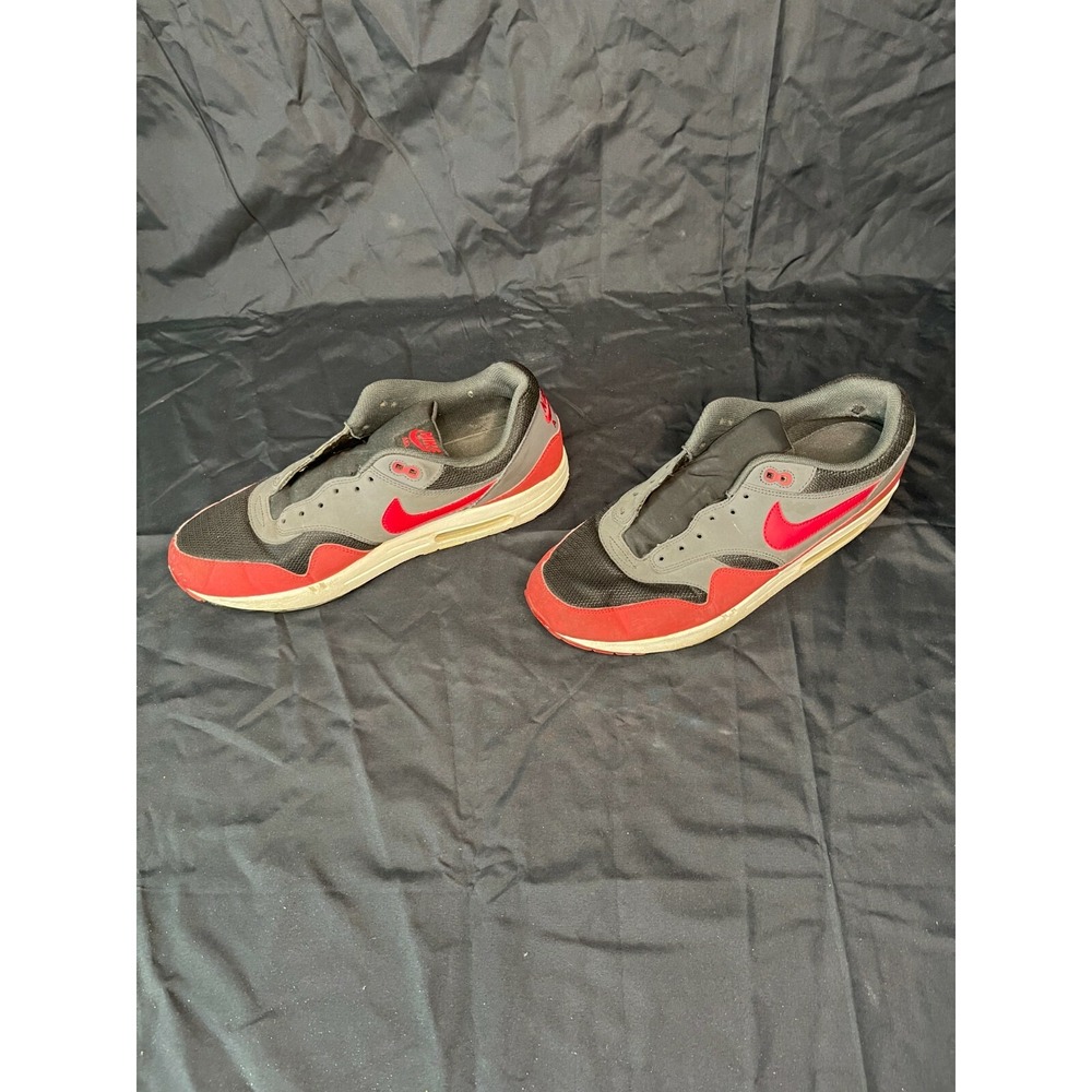 Nike Air Max‎ 1 Mens Sneakers Gray Red Black Athletic Shoes Size 13